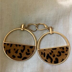 Nine West‎ Animal Leopard Print Lever Back Earrings